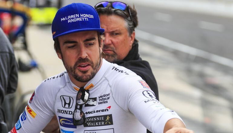 Fernando Alonso, durante la calificación de las 500 millas de Indianápolis