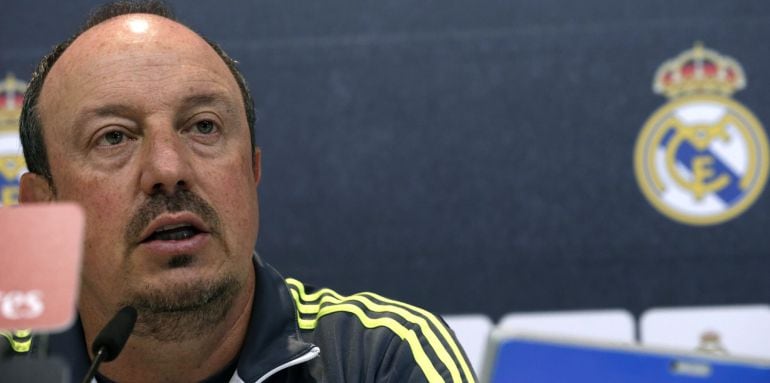 El entrenador del Real Madrid, Rafa Benítez, durante la rueda de prensa 