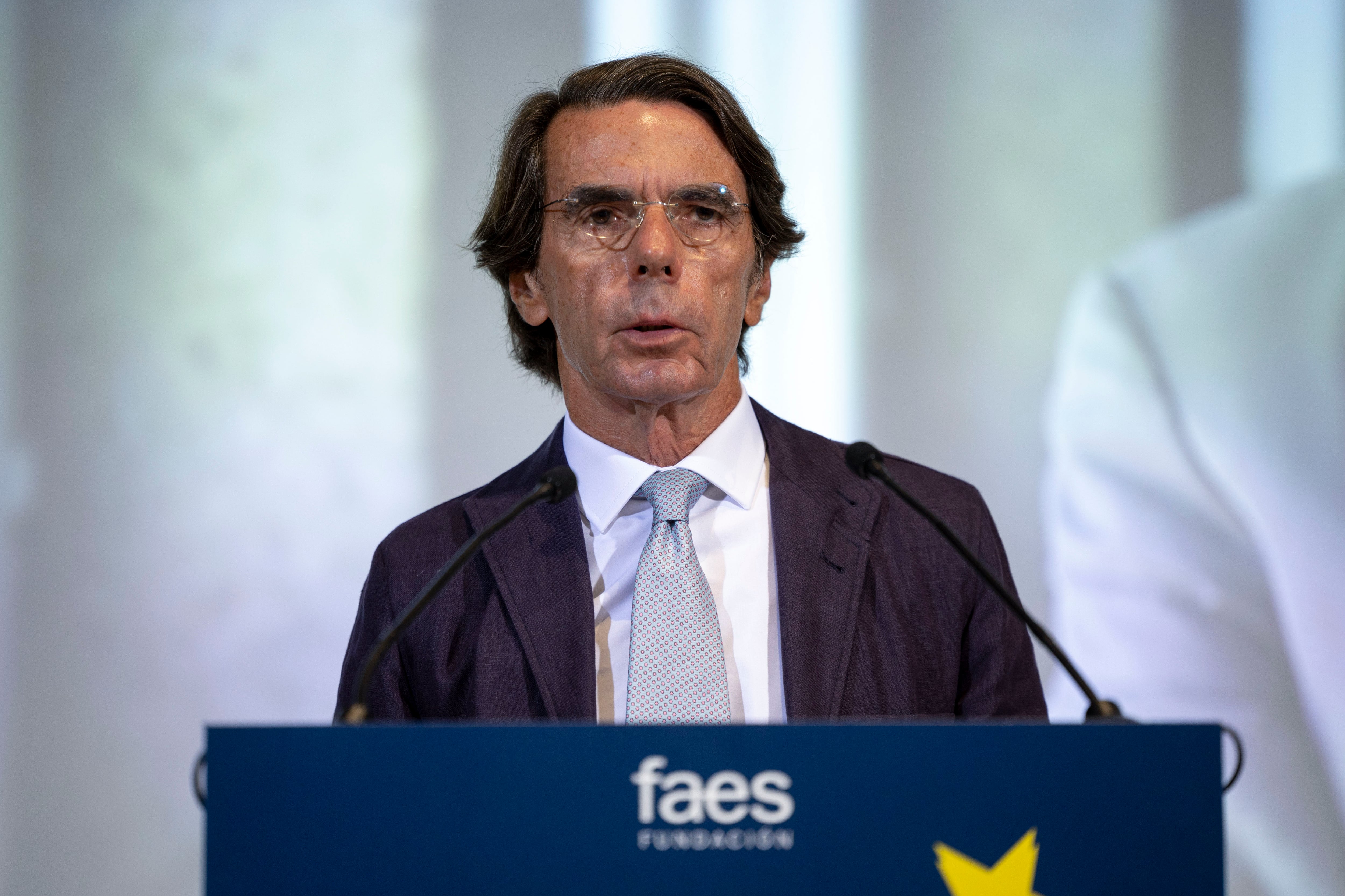 El expresidente del Gobierno, José María Aznar, interviene en la inauguración del Campus FAES 2023 este martes en Madrid