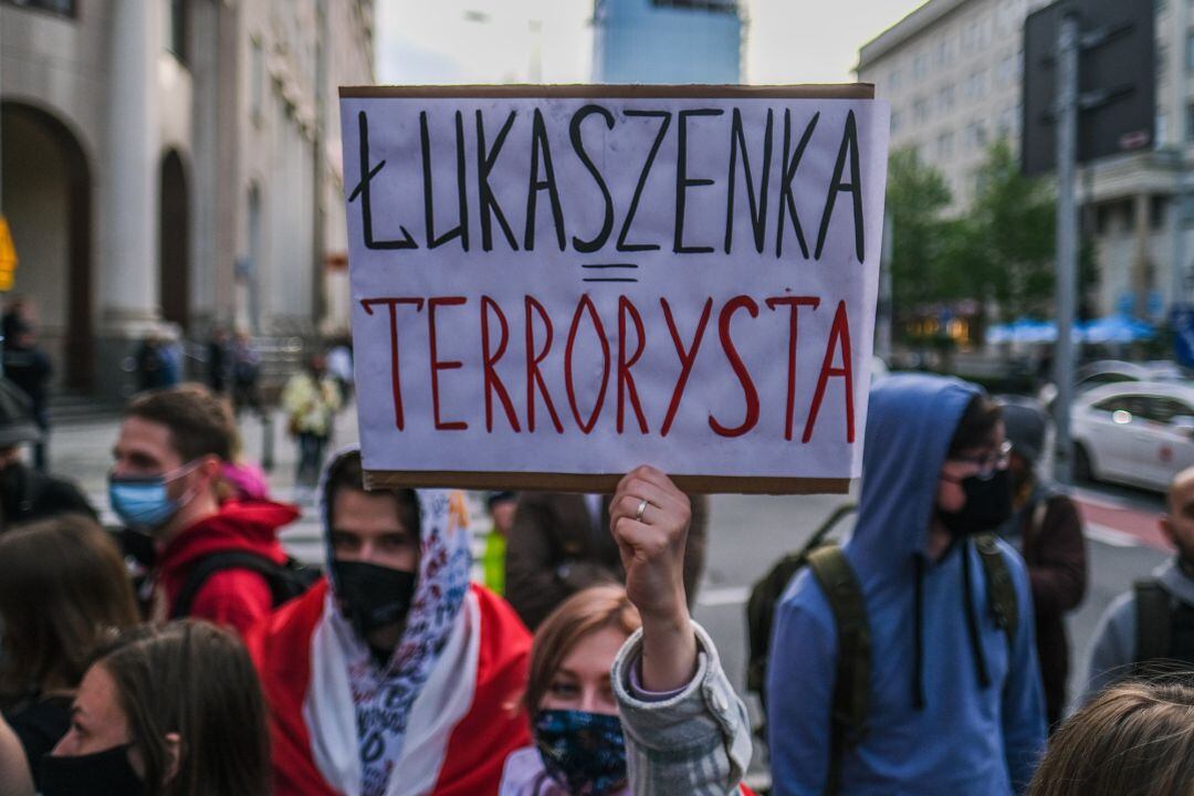 Protesta contra la detención del periodista bielorruso Roman Protasevich en Warsaw (Polonia). 