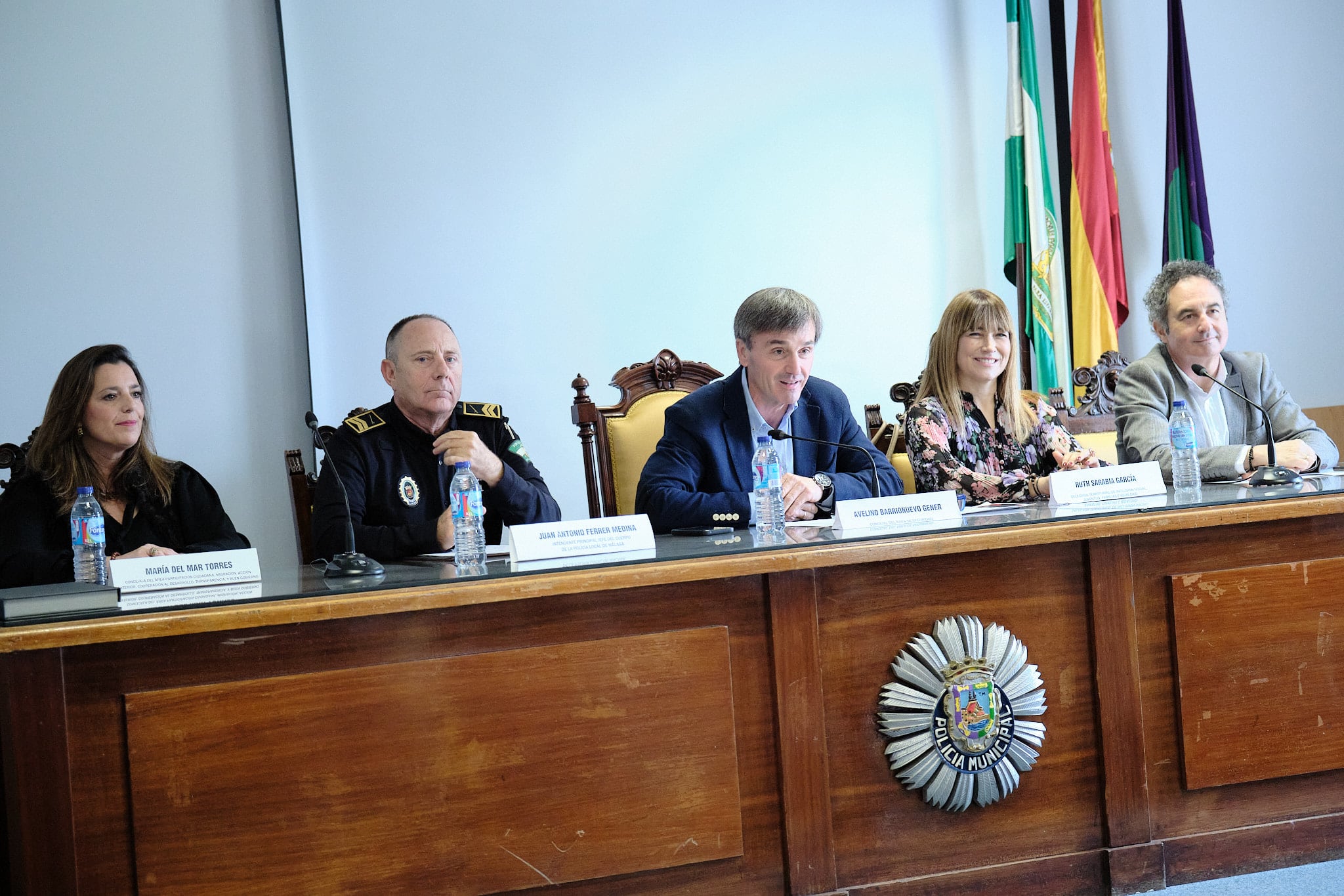 Un momento de la reunión de la mesa técnica de la policía local de Málaga