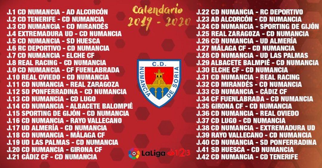 El calendario 19-20 del Numancia.