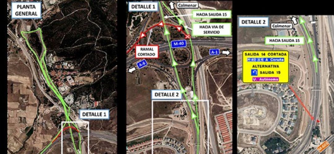 Corte del ramal M-607 Colmenar Viejo hacía M-40 dirección A-6