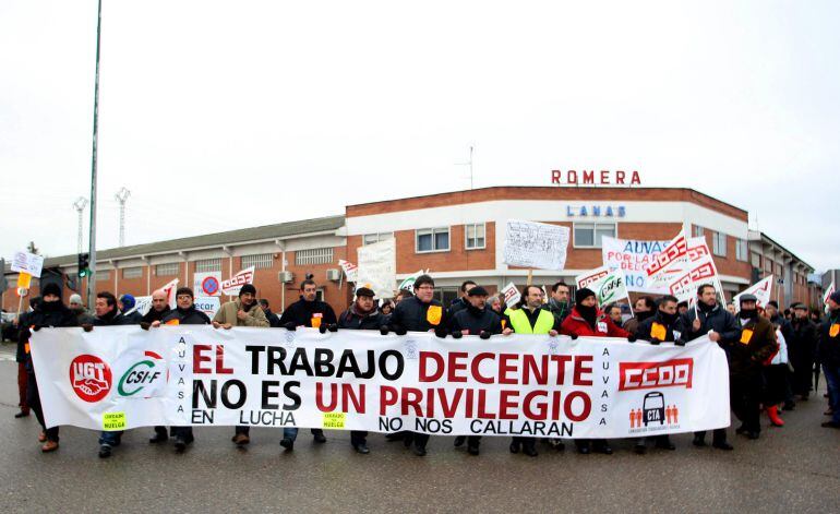 Manifestación de los trabajadores de Auvasa en diciembre de 2012