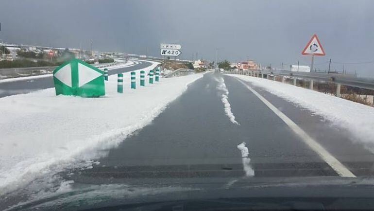 Temporal de lluvia, nieve y granizo en la provincia de Almería.