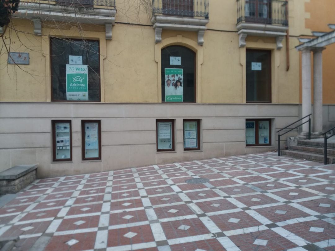 Sede de Podemos en la calle Cronista Mesa Fernández (Edificio Talavera), donde se desarrollaran las votaciones presenciales