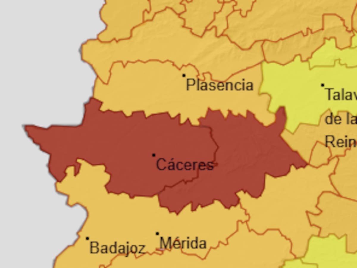 Aemet eleva a rojo el riesgo meteorológico en toda Extremadura