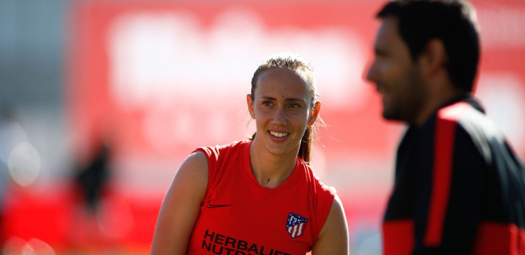 Virginia Torrecilla, durante un entrenamiento con el Atlético