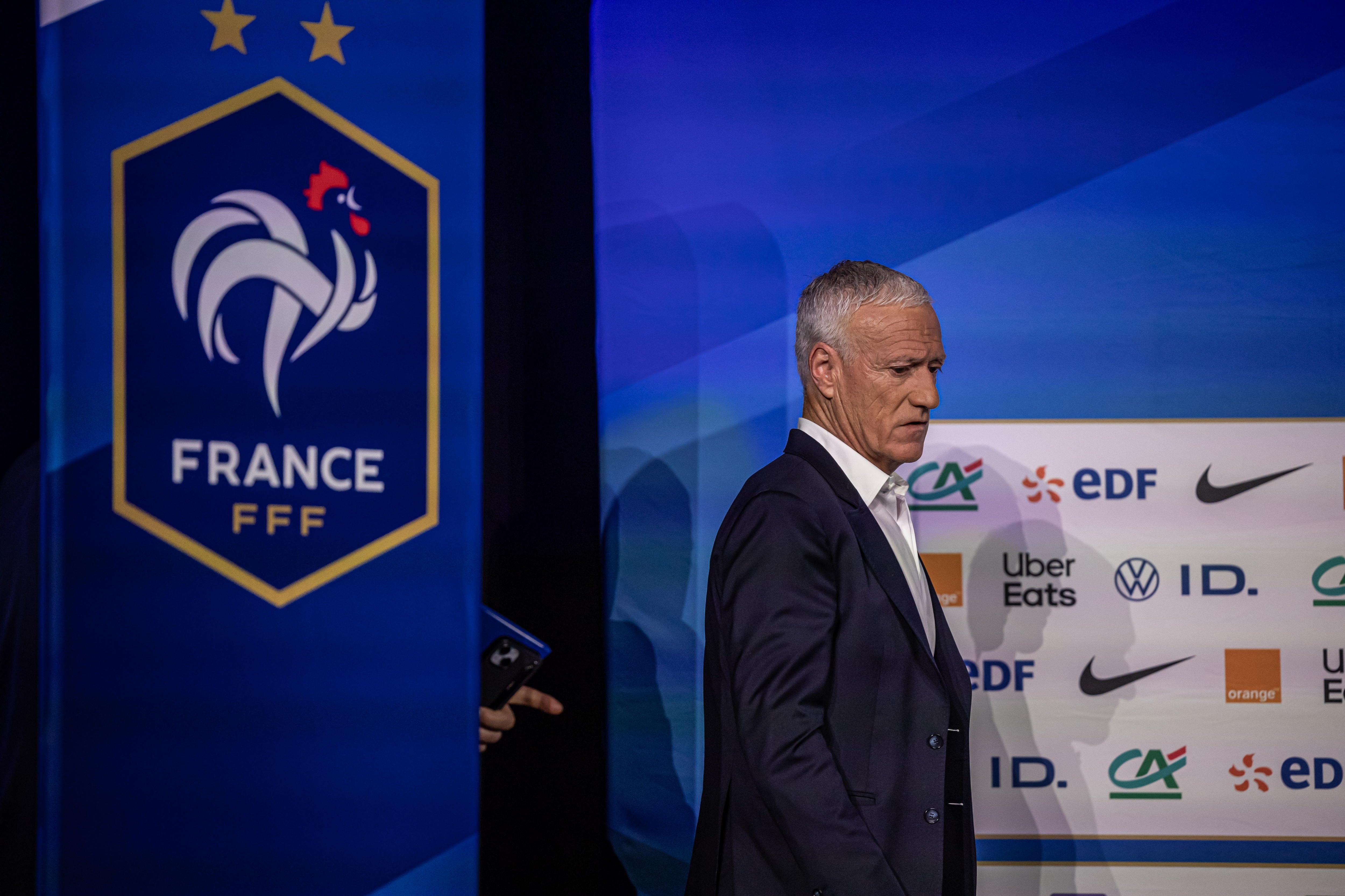 Boulogne (France), 16/05/2024.- French soccer team head coach Didier Deschamps holds a press conference to announce the squad for the UEFA Euro 2024 soccer tournament, in Boulogne Billancourt, near Paris, France, 16 May 2024. (Francia) EFE/EPA/CHRISTOPHE PETIT TESSON
