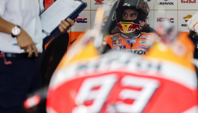 El piloto español de MotoGP Marc Márquez, de Repsol Honda, en los libres del GP de Malasia.