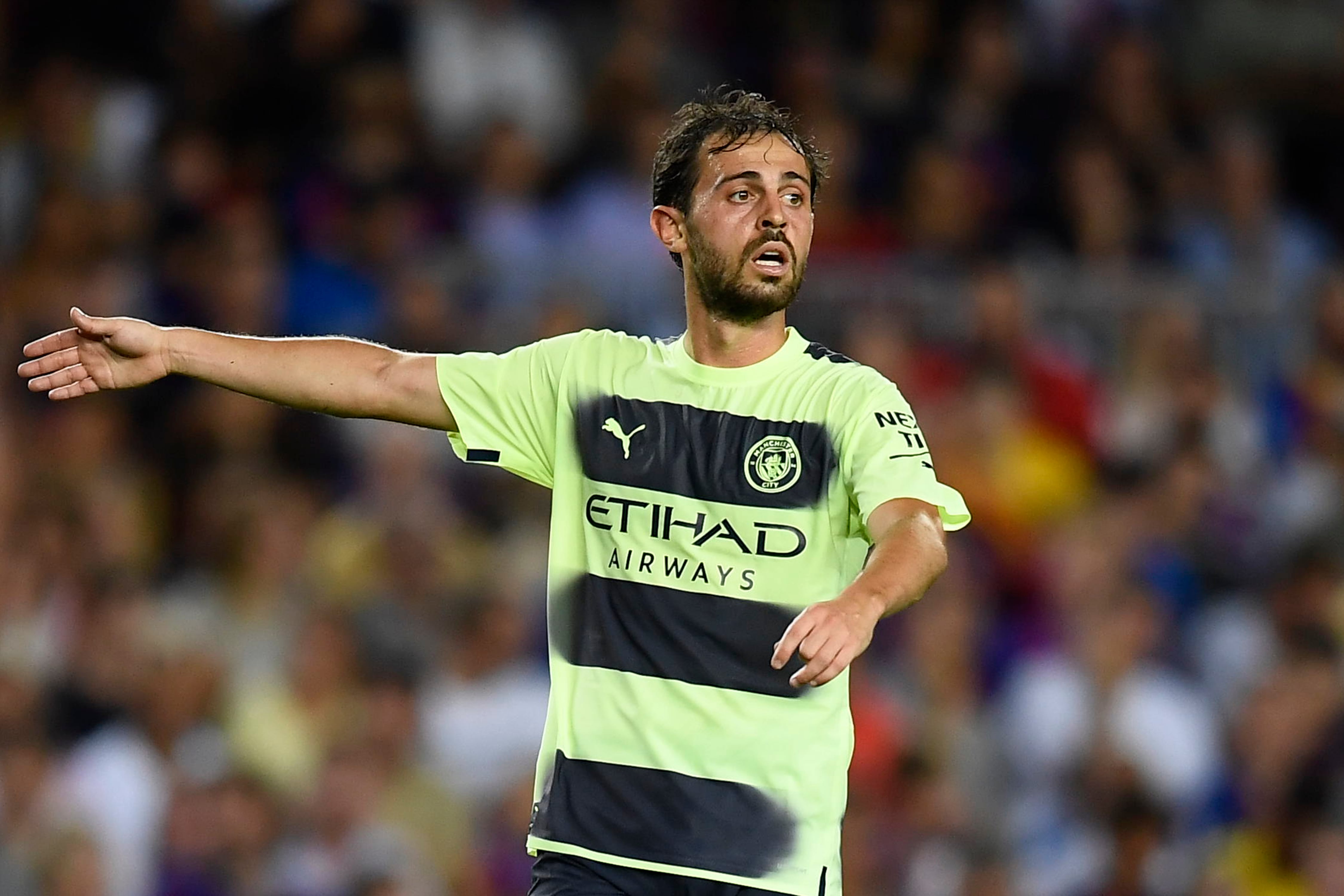 Bernardo Silva, durante el amistoso contra el FC Barcelona