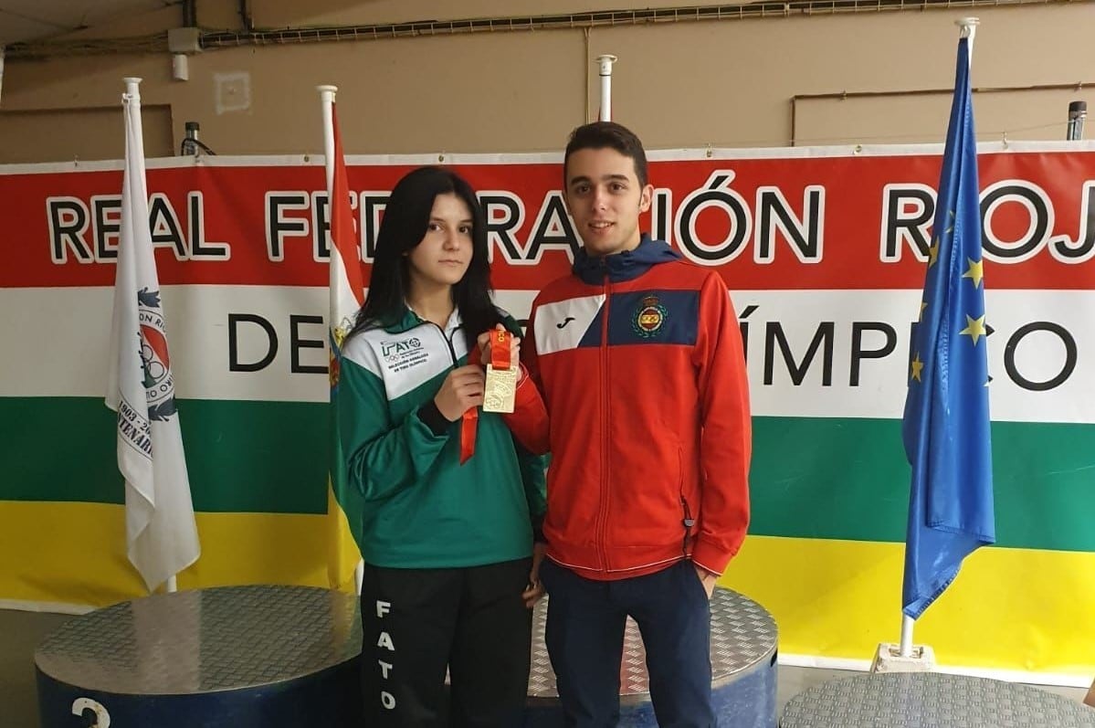 Inés Ortega con Fran Calzón, su entrenador.