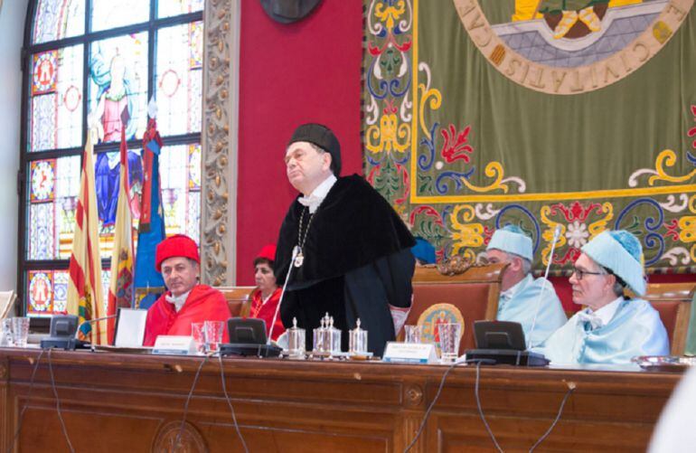 Manuel López, durante un acto académico