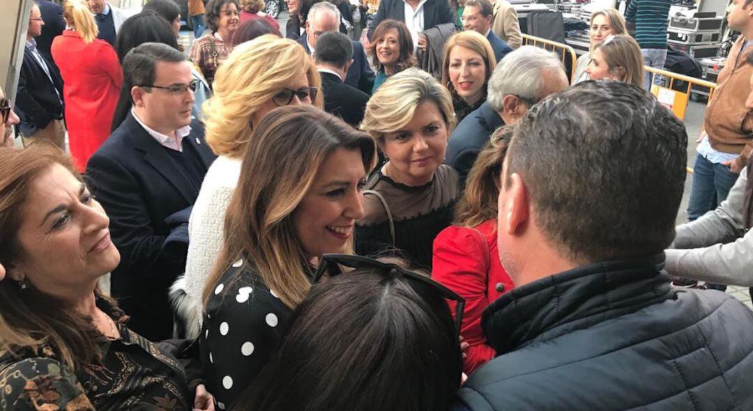 La secretaria general del PSOE de Andalucía, Susana Díaz, a su llegada a Andújar.