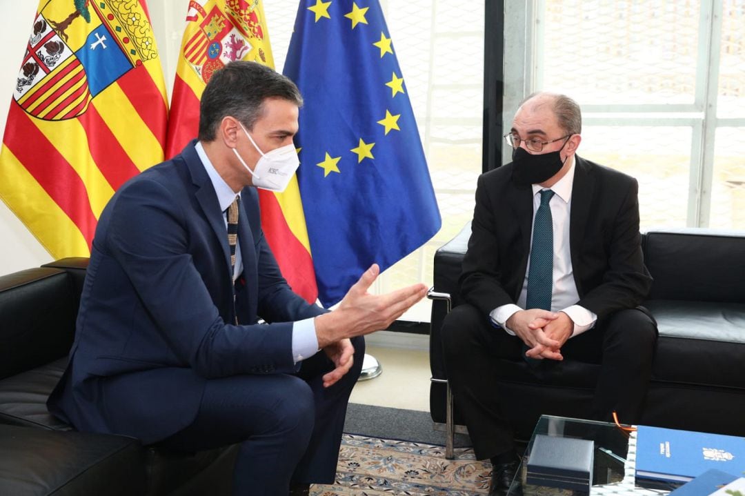 Reunión de Pedro Sánchez y Javier Lambán en Zaragoza 