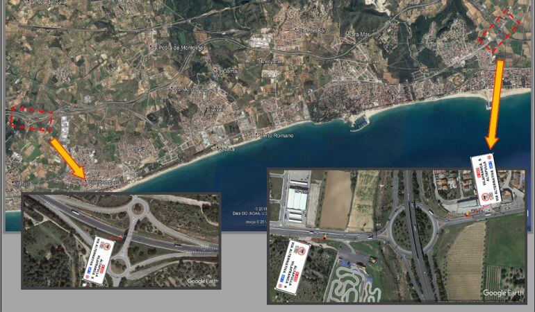 Els cartells que s'instal·laran al tram tarragoní de l'N-340