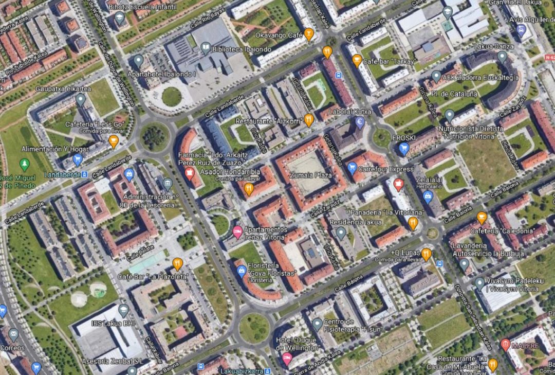 Mapa de la zona de Lakua donde se producen las concentraciones 