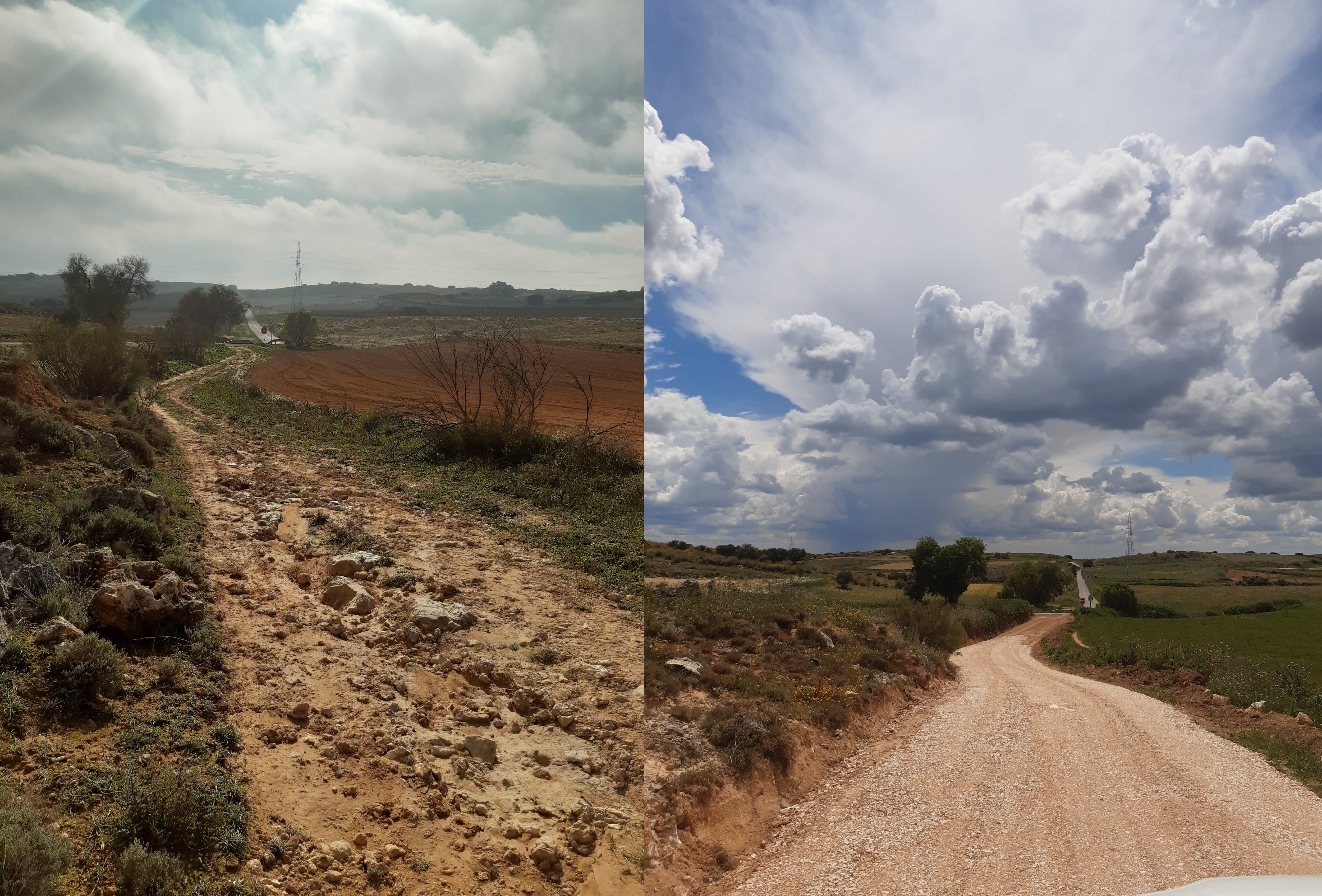 Imagen del antes y después de la actuación de mejora de un camino rural en la Comunidad de Madrid