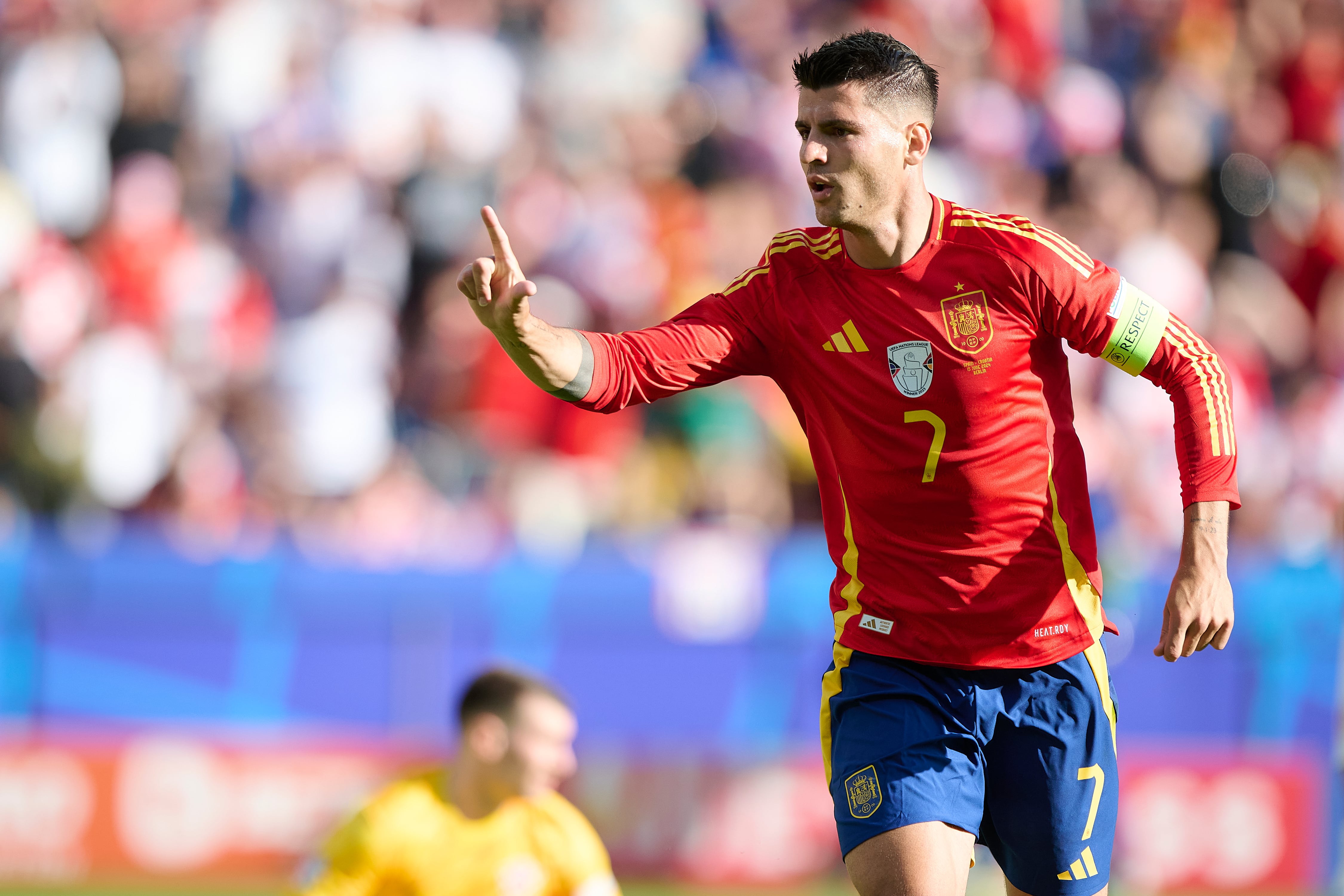 Álvaro Morata celebra su gol contra Croacia en el primer partido de la Eurocopa 2024