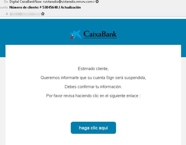 Cuidado si has recibido este mail de Caixabank.