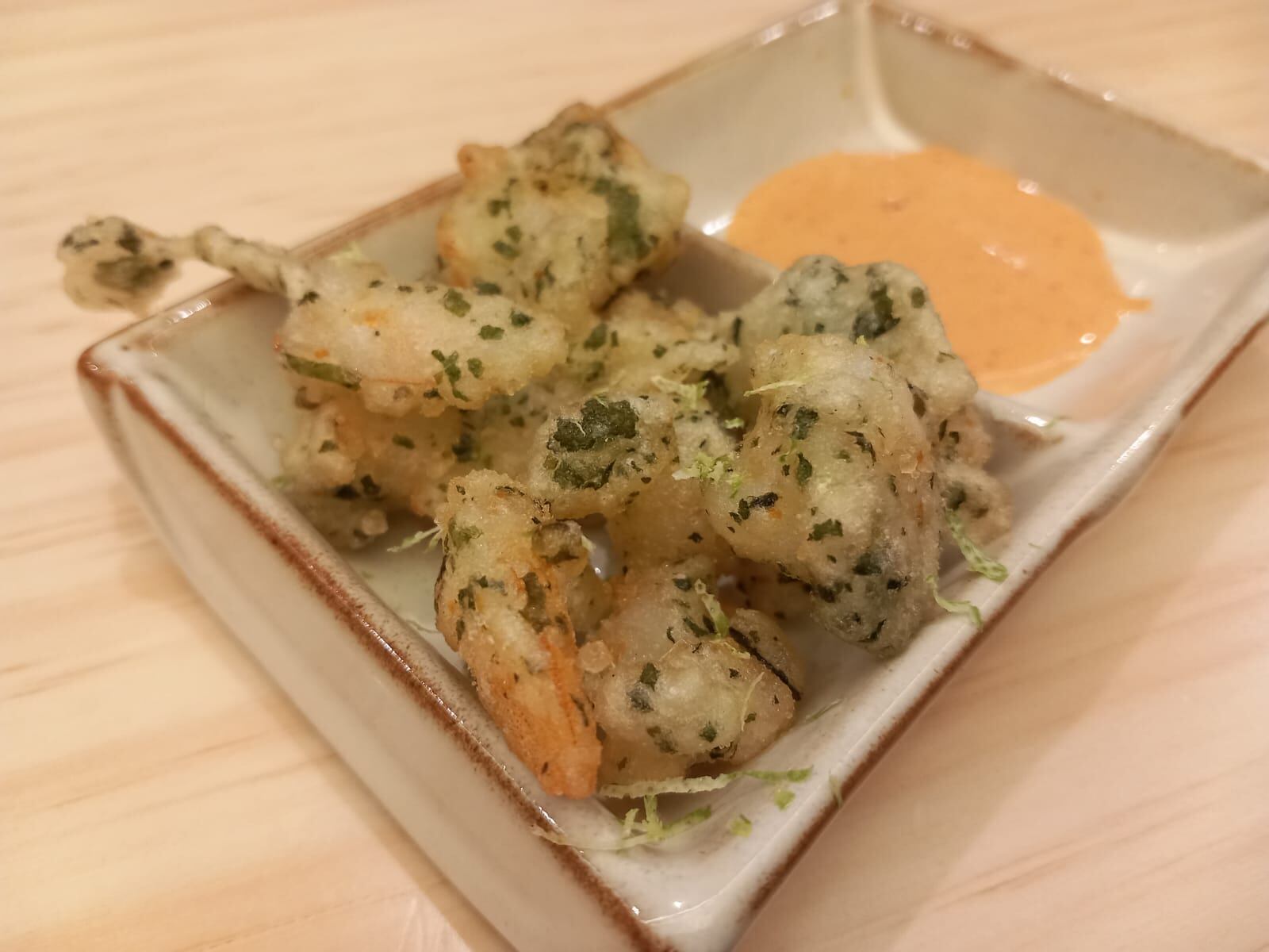 Gambas en tempura