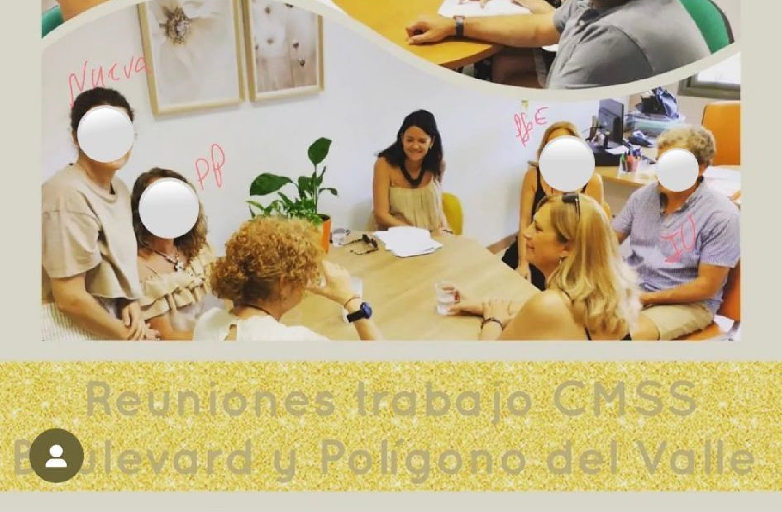 La polémica foto publicada en las redes del Ayuntamiento de Jaén donde la concejala de asuntos sociales, del PP, aparece con trabajadores municipales y su posible filiación política apuntada a mano