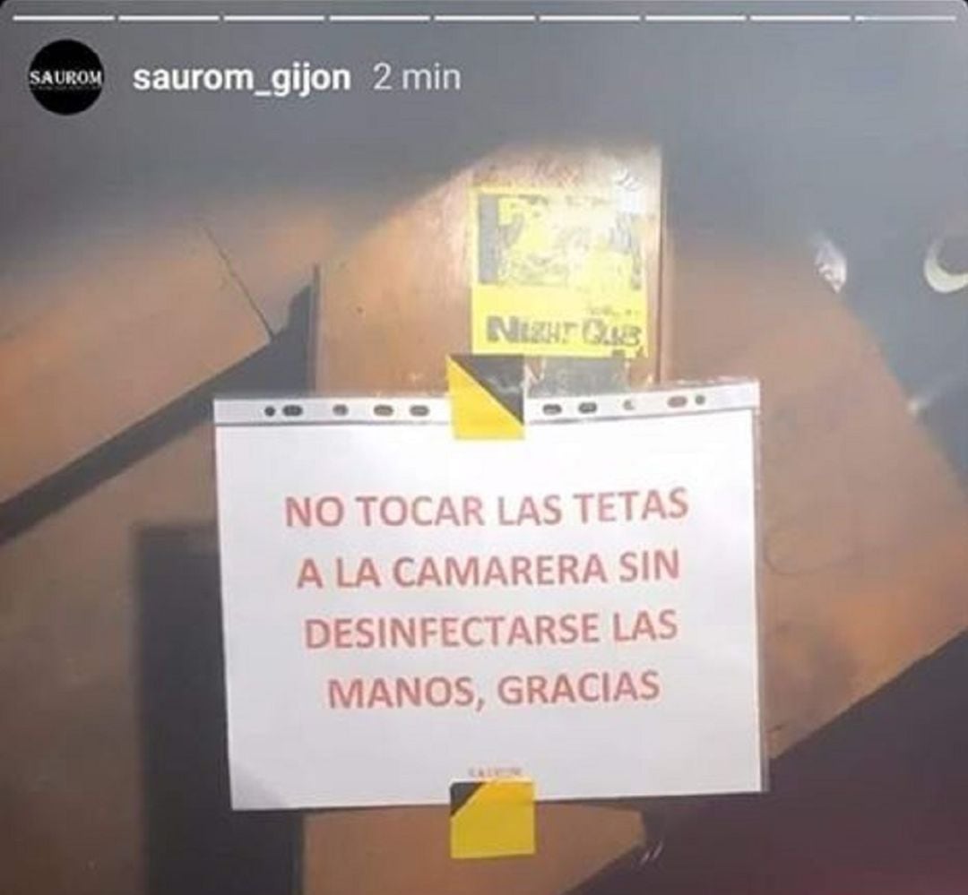 Publicación en las redes sociales del bar. 