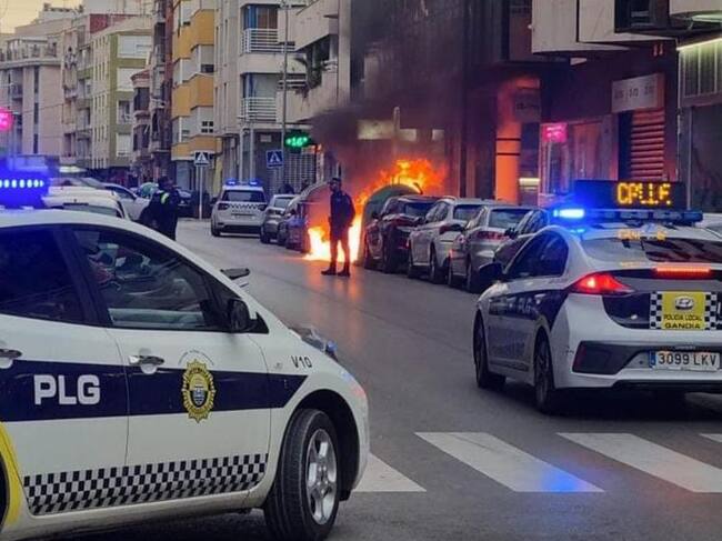 Quema de un contendor en Gandia.
