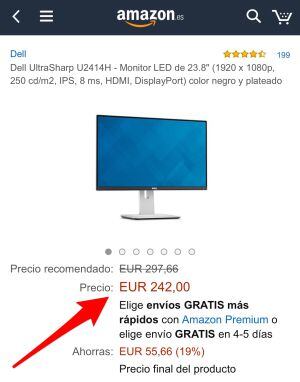 Precio y descuento de este monitor Dell de 24 pulgadas en Amazon.