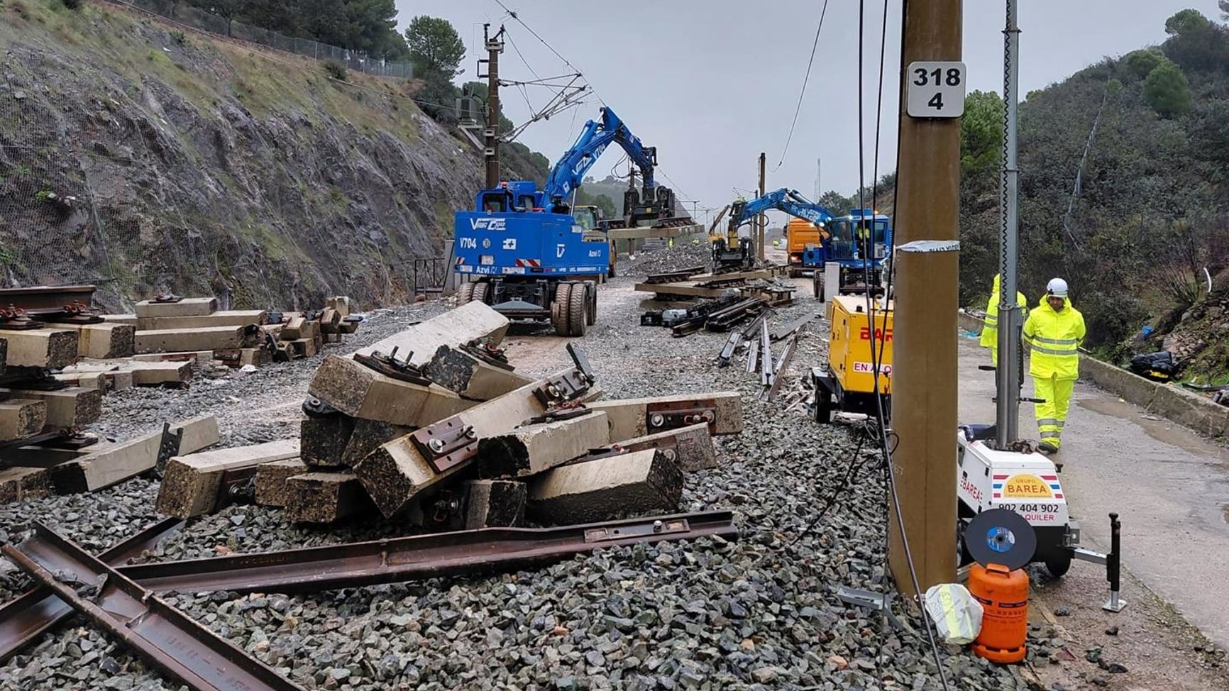 Trabajos de Adif en el tramo del accidente de Adamuz (EP)