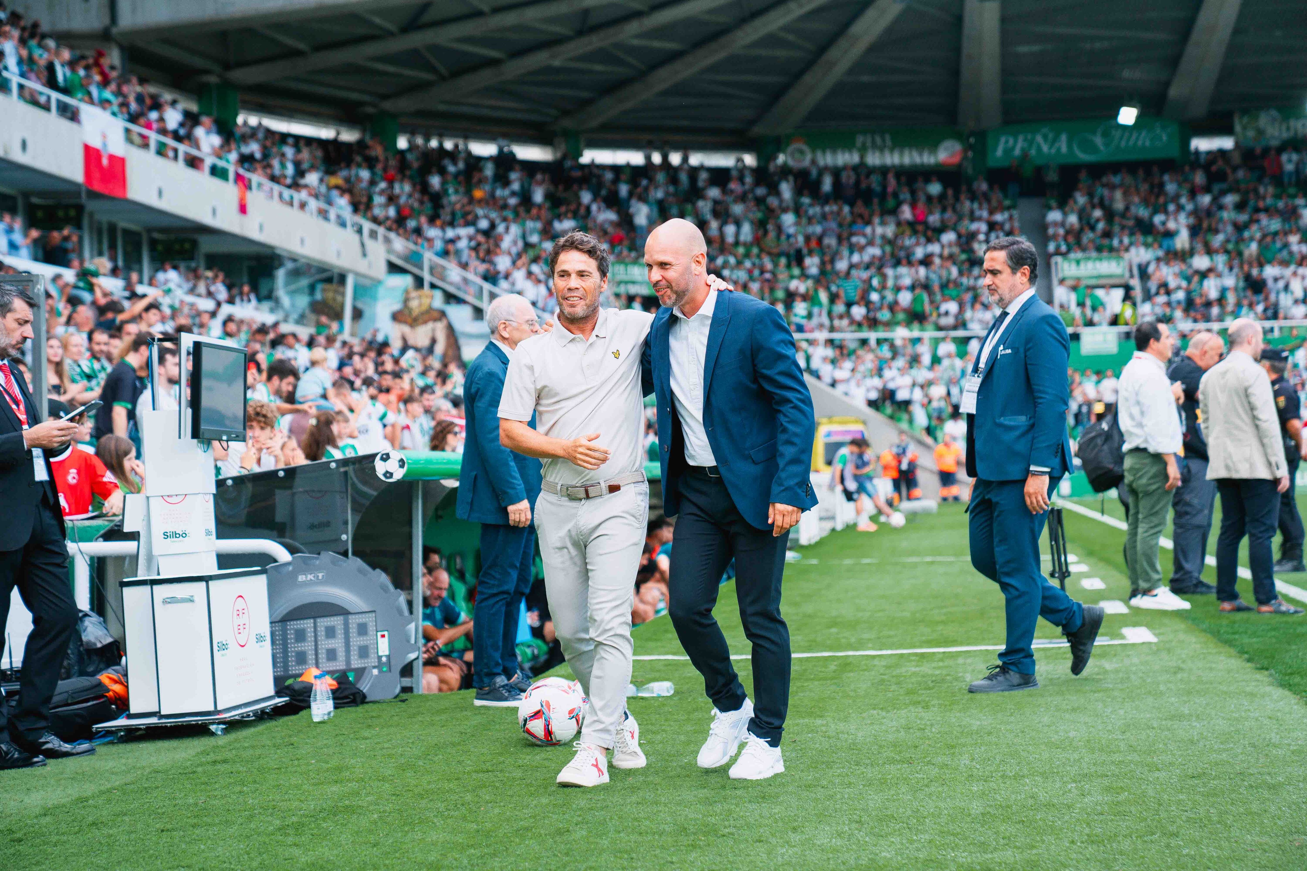 Rubi con José Alberto en el Racing de Santander-Almería.