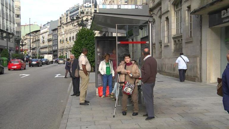 Una parada de autobús en Vigo.