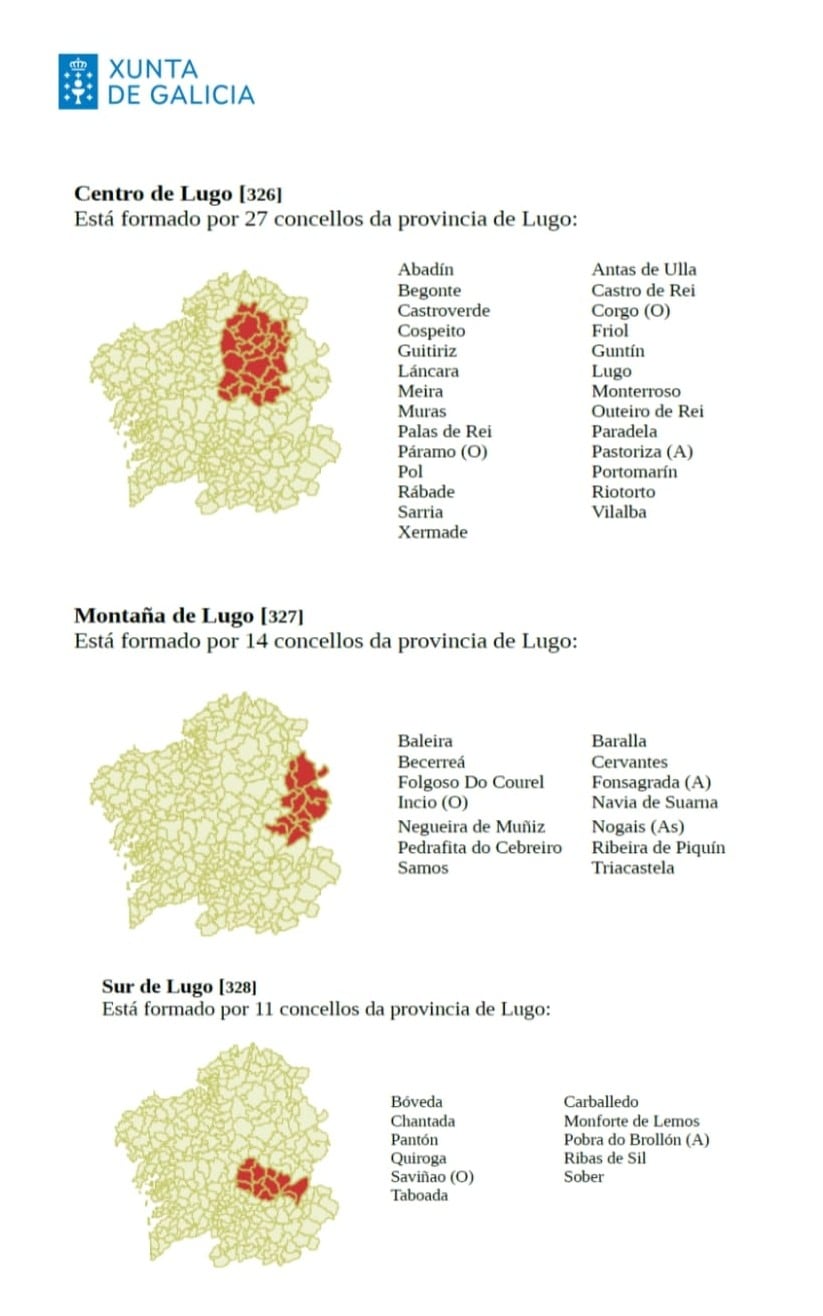 Mapa de los concellos de Lugo que suspenden sus clases por la llegada de la borrasca Ingrid