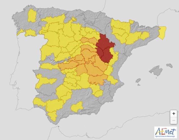 Avisos rojos por frío extremo en zonas de Teruel y Guadalajara.