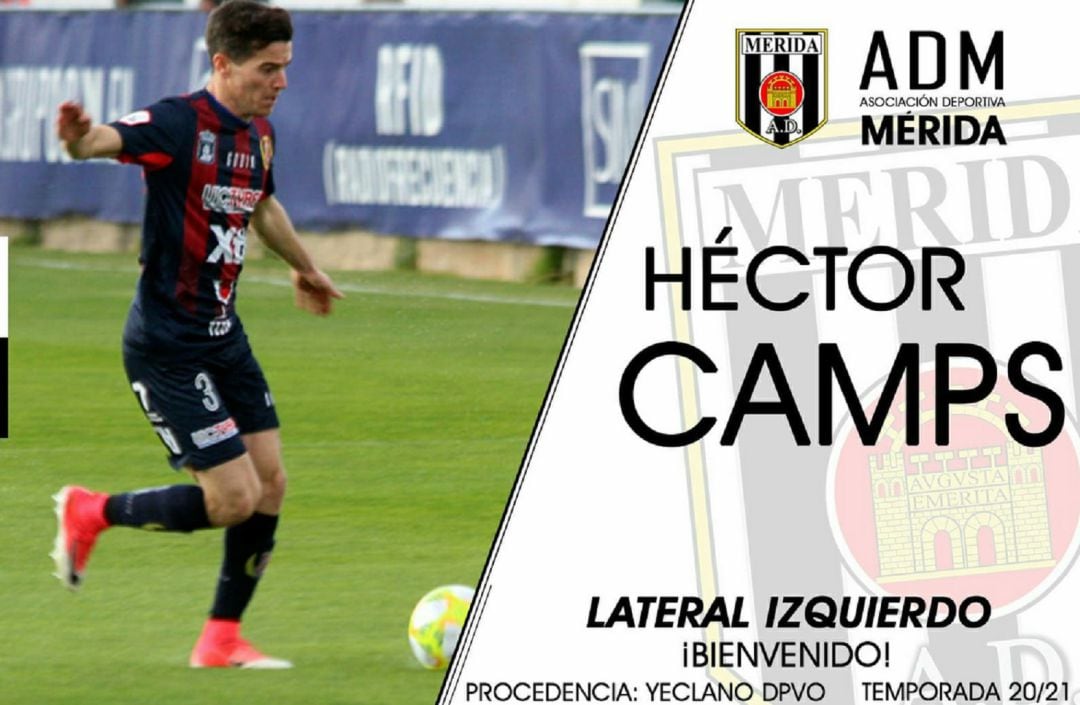 Imagen del fichaje de Héctor Camps por el Mérida