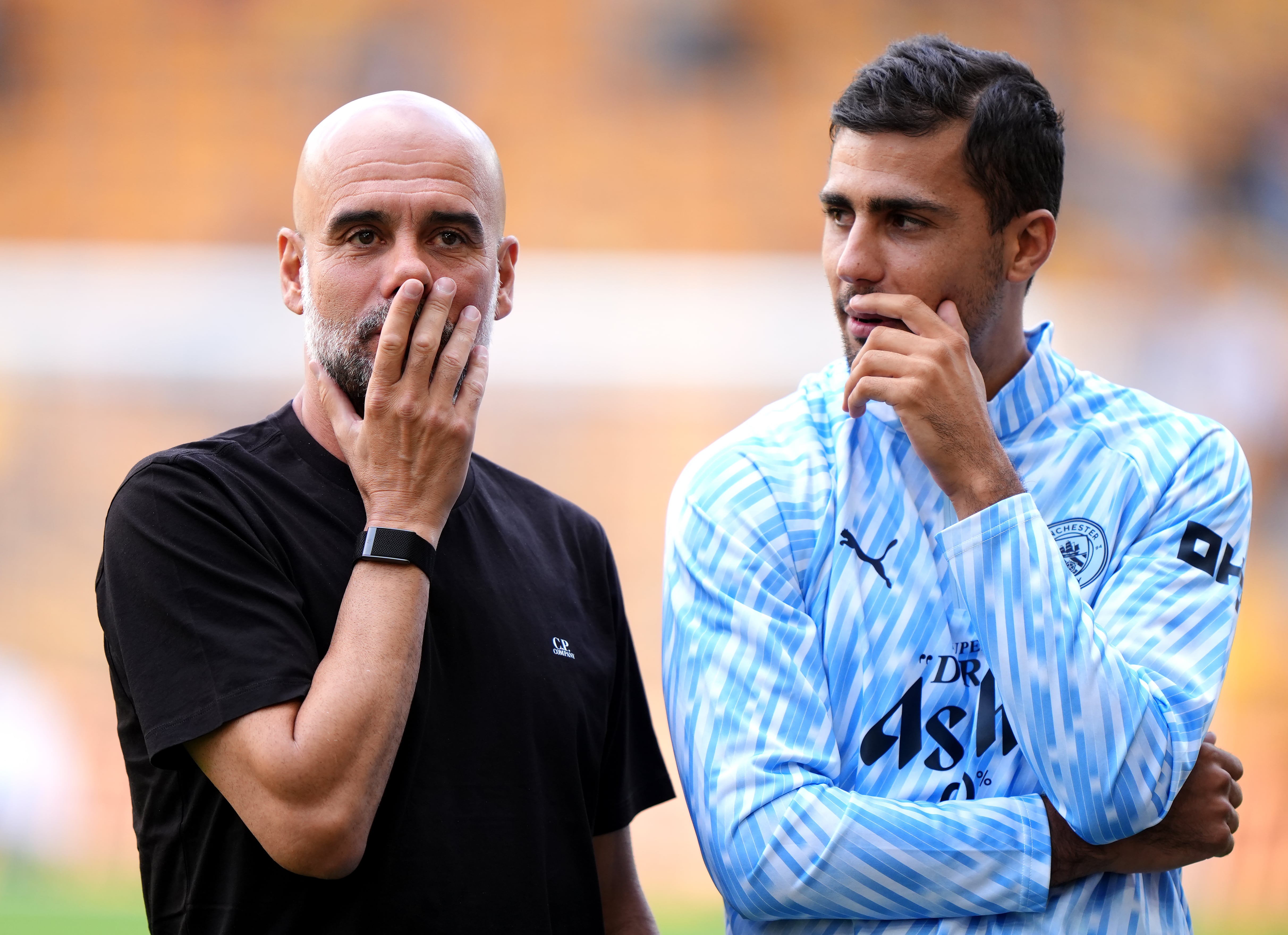 Conversación entre Pep Guardiola y Rodri Hernández antes de un partido con el Manchester City