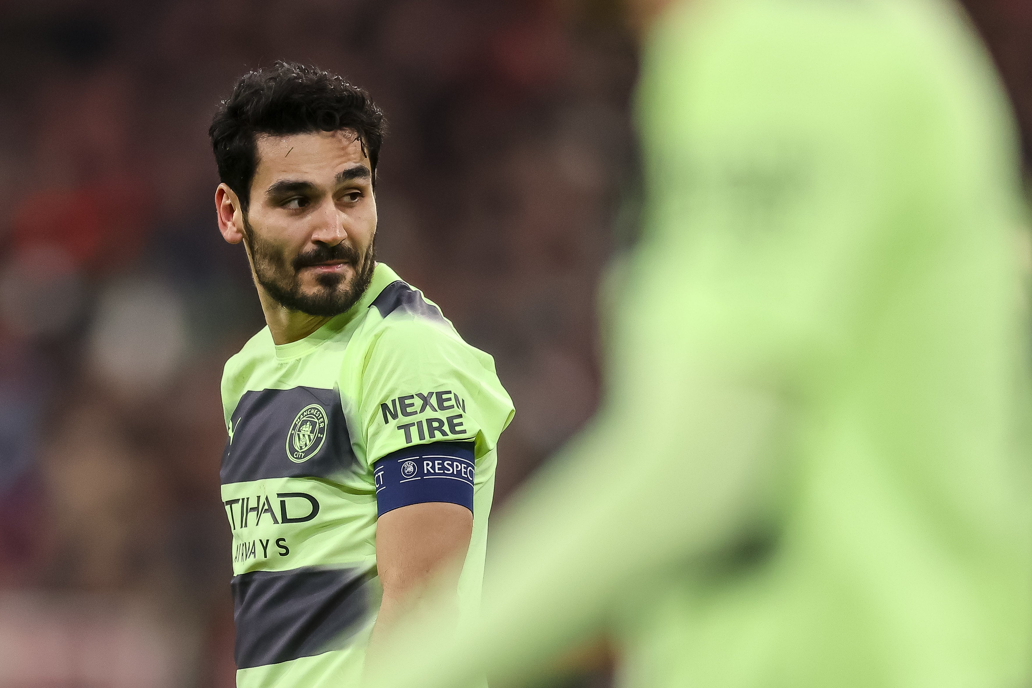 Ilkay Gündogan, con el Manchester City en su partido contra el Bayern de Múnich