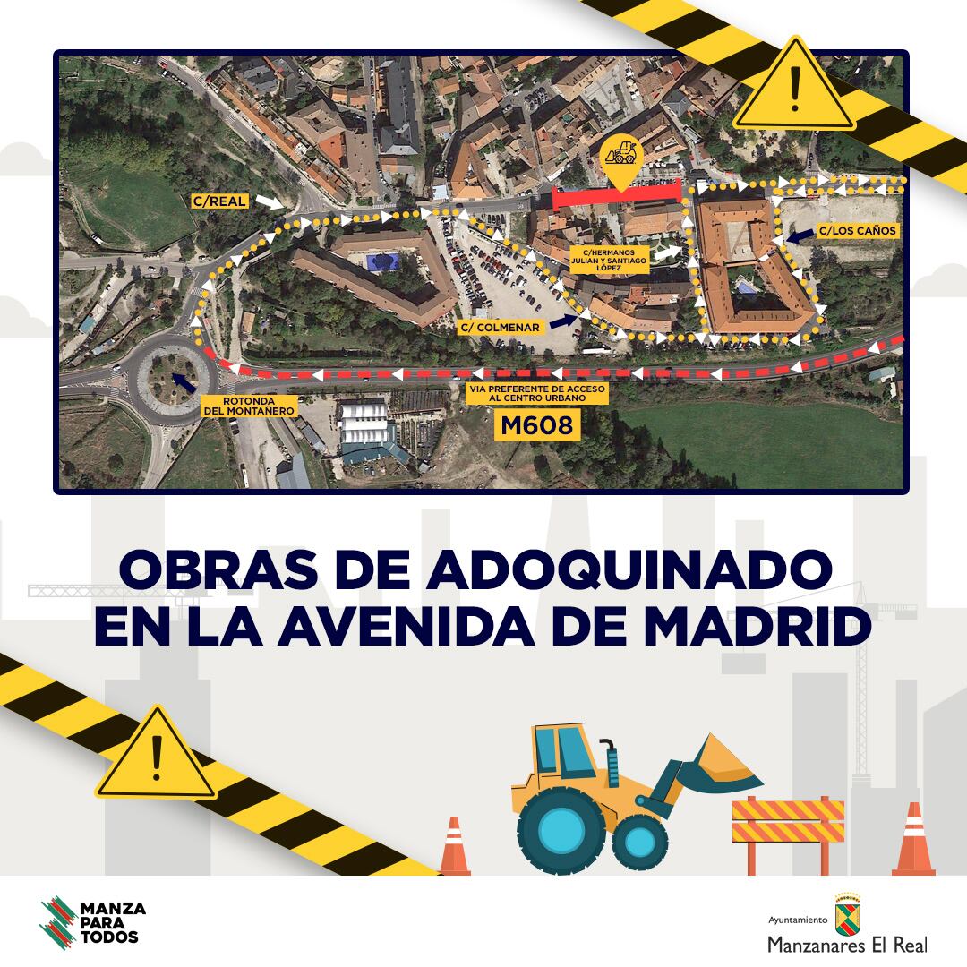 Alternativas al tráfico rodado por las obras de reparación en la avenida de Madrid de Manzanares El Real