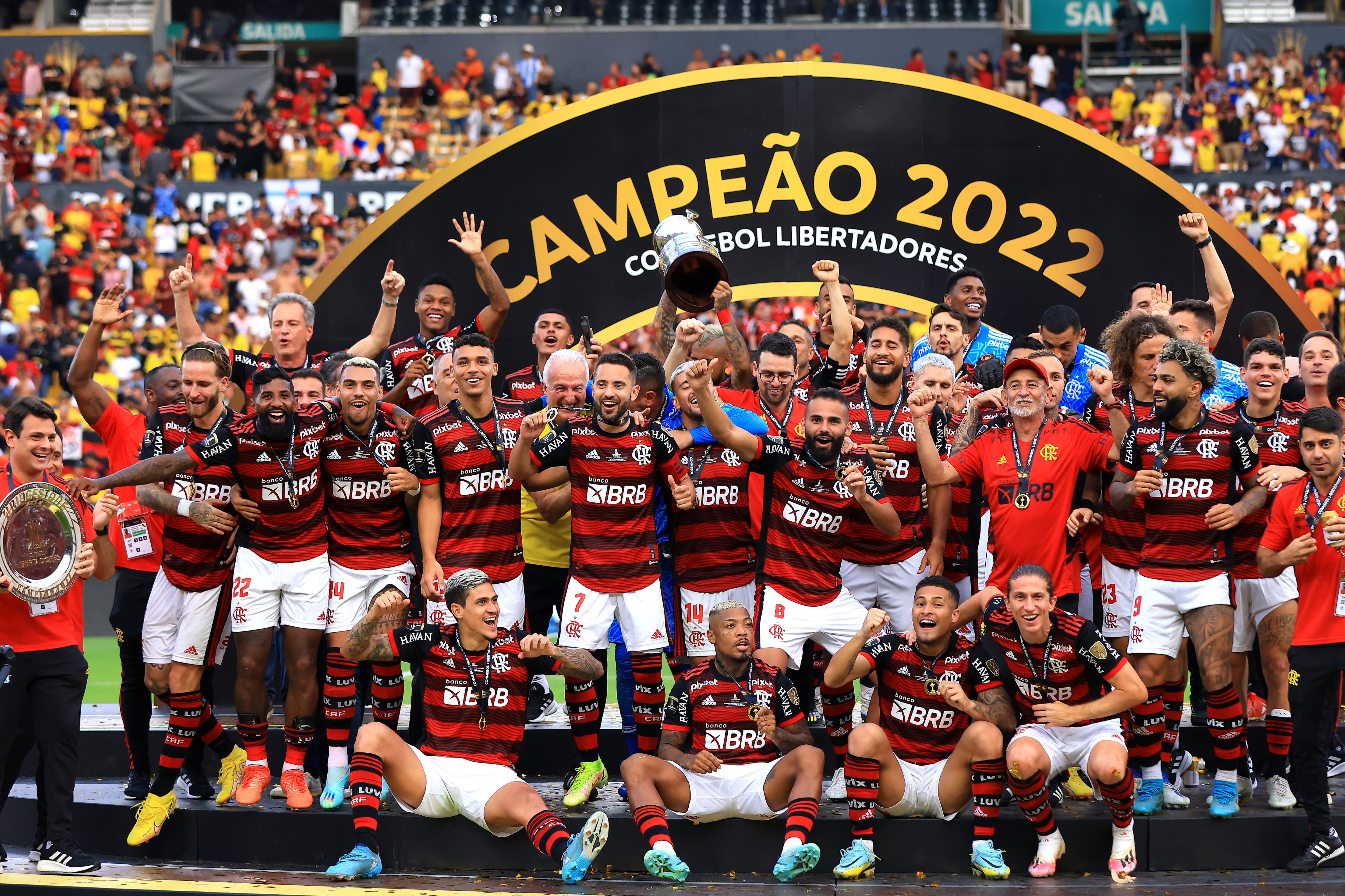 Los jugadores del Flamengo celebran el título de la Copa Libertadores