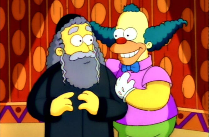 El payaso Krusty junto a su padre en &#039;Los Simpsons&#039;