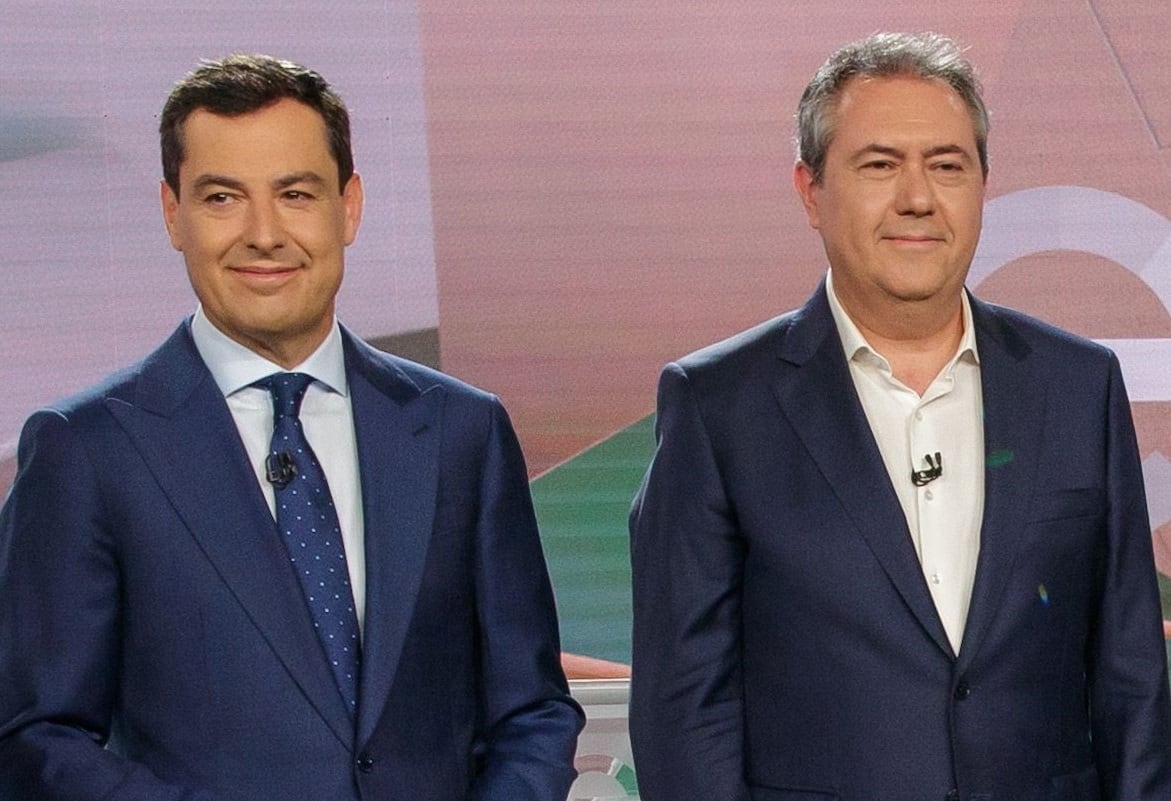 Imagen de archivo de Juan Manuel Moreno y de Juan Espadas en un debate electoral.