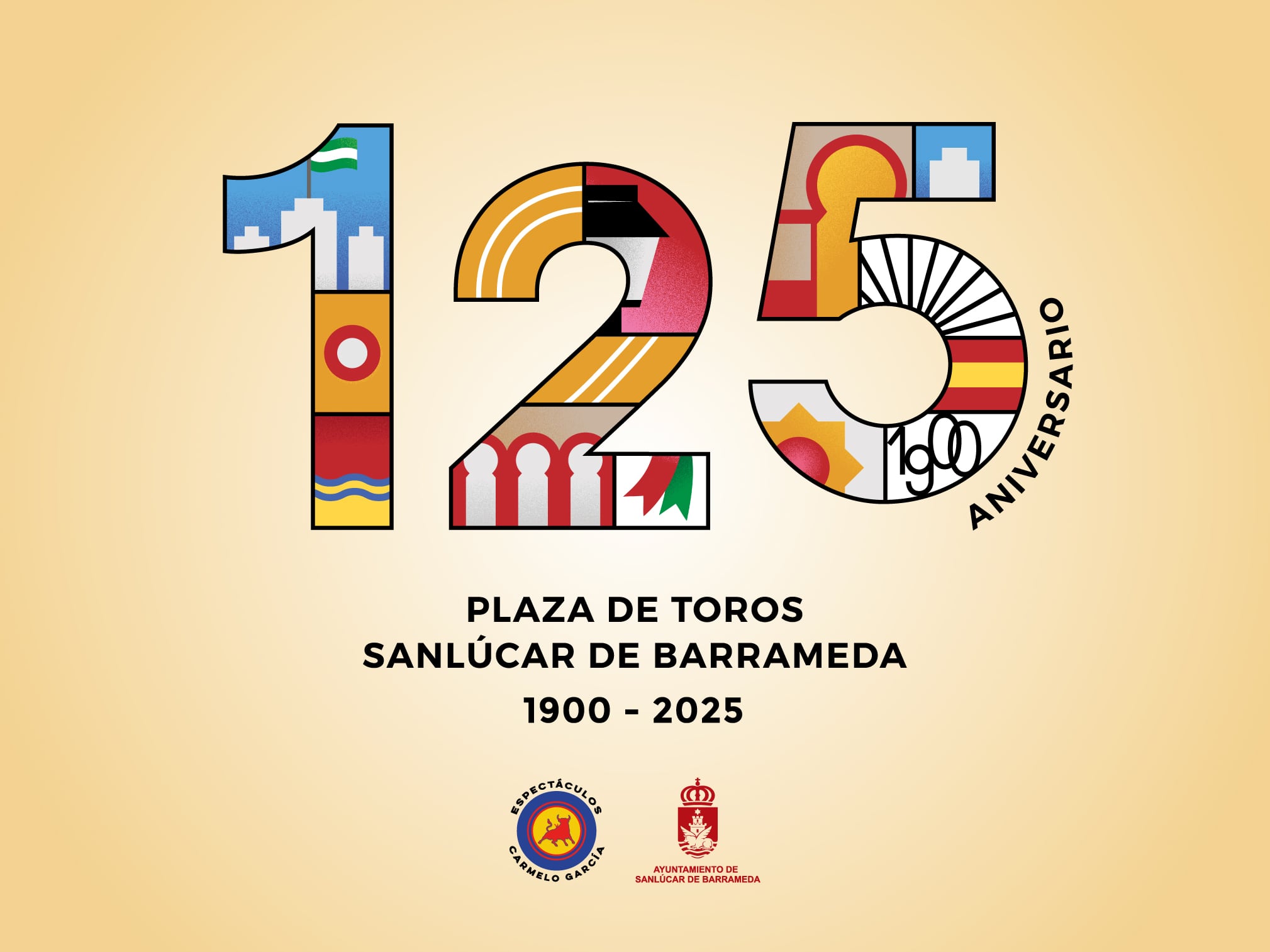 Logotipo del 125 aniversario de la plaza de toros de Sanlúcar de Barrameda