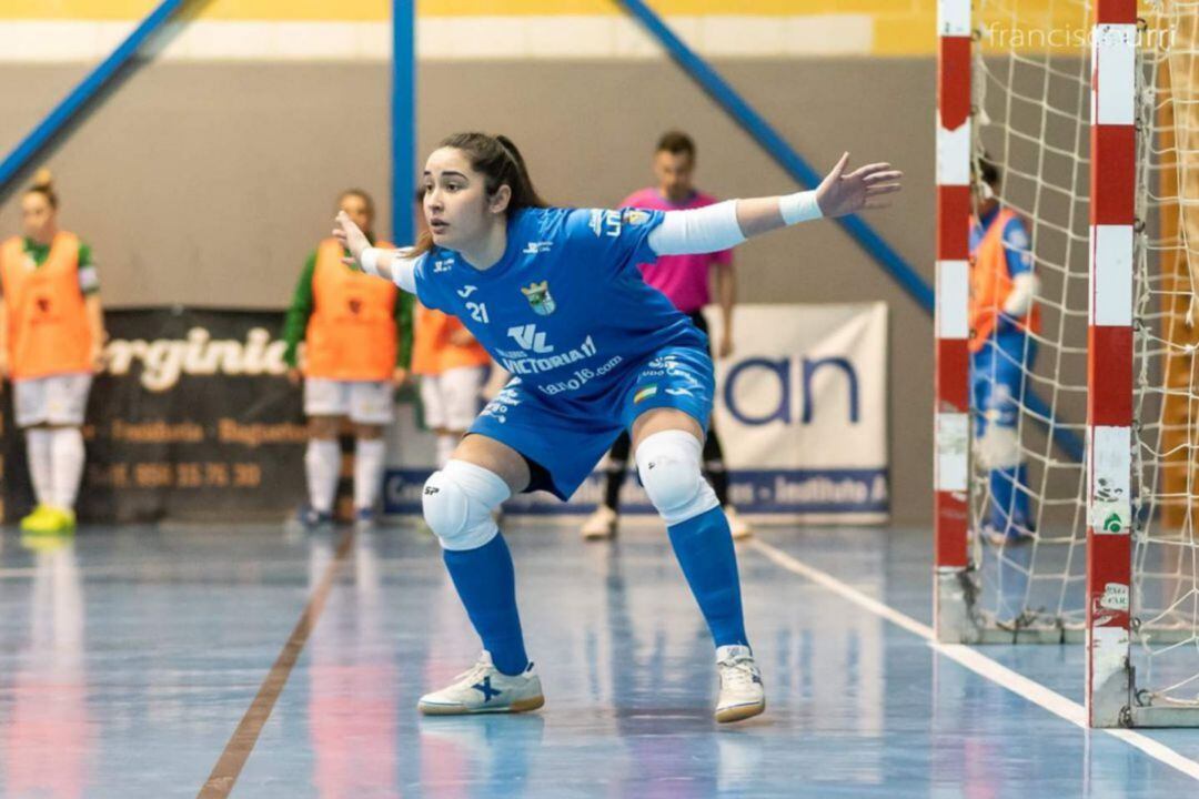 Caridad durante un partido de liga la pasada temporada