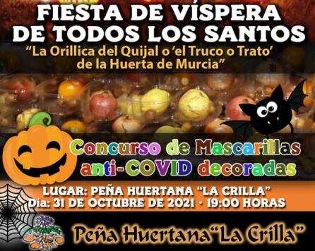 Detalle del programa de actividades organizadas Peña Huertana La Crilla con motivo de la festividad de Todos los Santos