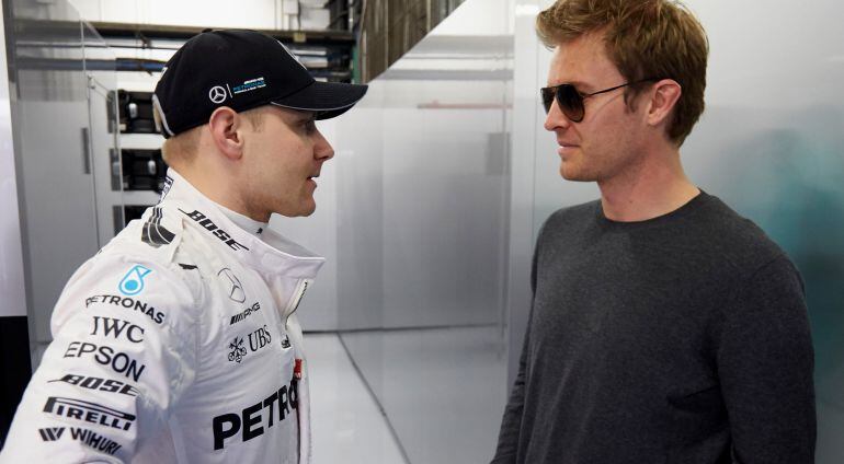 Valtteri Bottas y Nico Rosberg, en el Circuit de Catalunya.