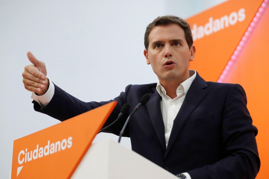 El líder de Ciudadanos Albert Rivera, durante la rueda de prensa tras la reunión del Comité Ejecutivo de Ciudadanos