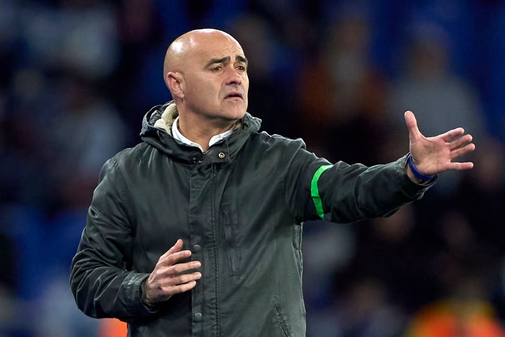 Oscar Gilsanz, Head Coach of RC Deportivo de La Coruna, reacts during the La Liga Hypermotion match between RC Deportivo de La Coruna and UD Almeria at Estadio Abanca Riazor in A Coruna, Spain, on February 9, 2025. (Photo by Jose Manuel Alvarez Rey/JAR Sport Images/NurPhoto via Getty Images)