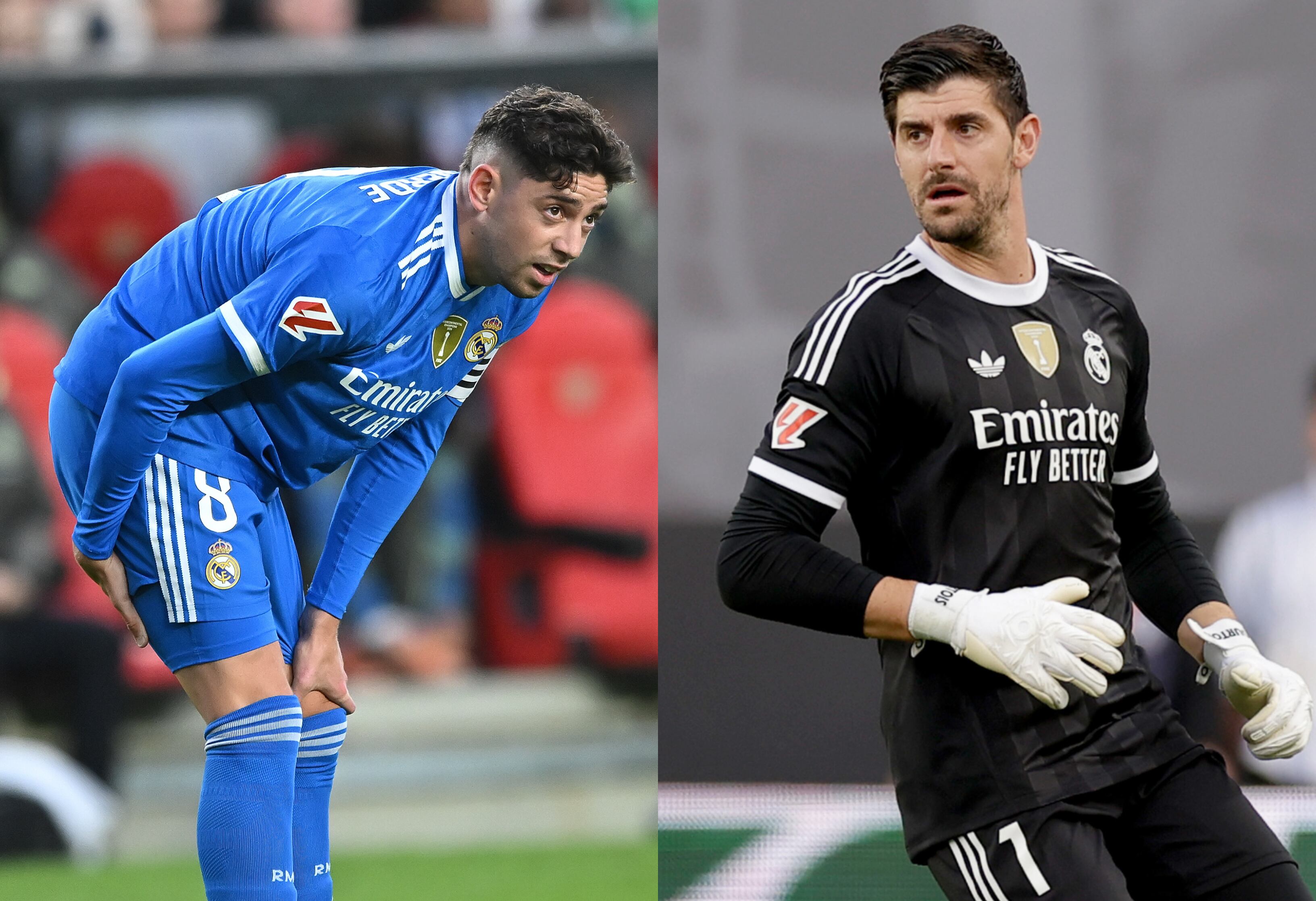 Fede Valverde y Thibaut Courtois, durante el Rayo Vallecano-Real Madrid