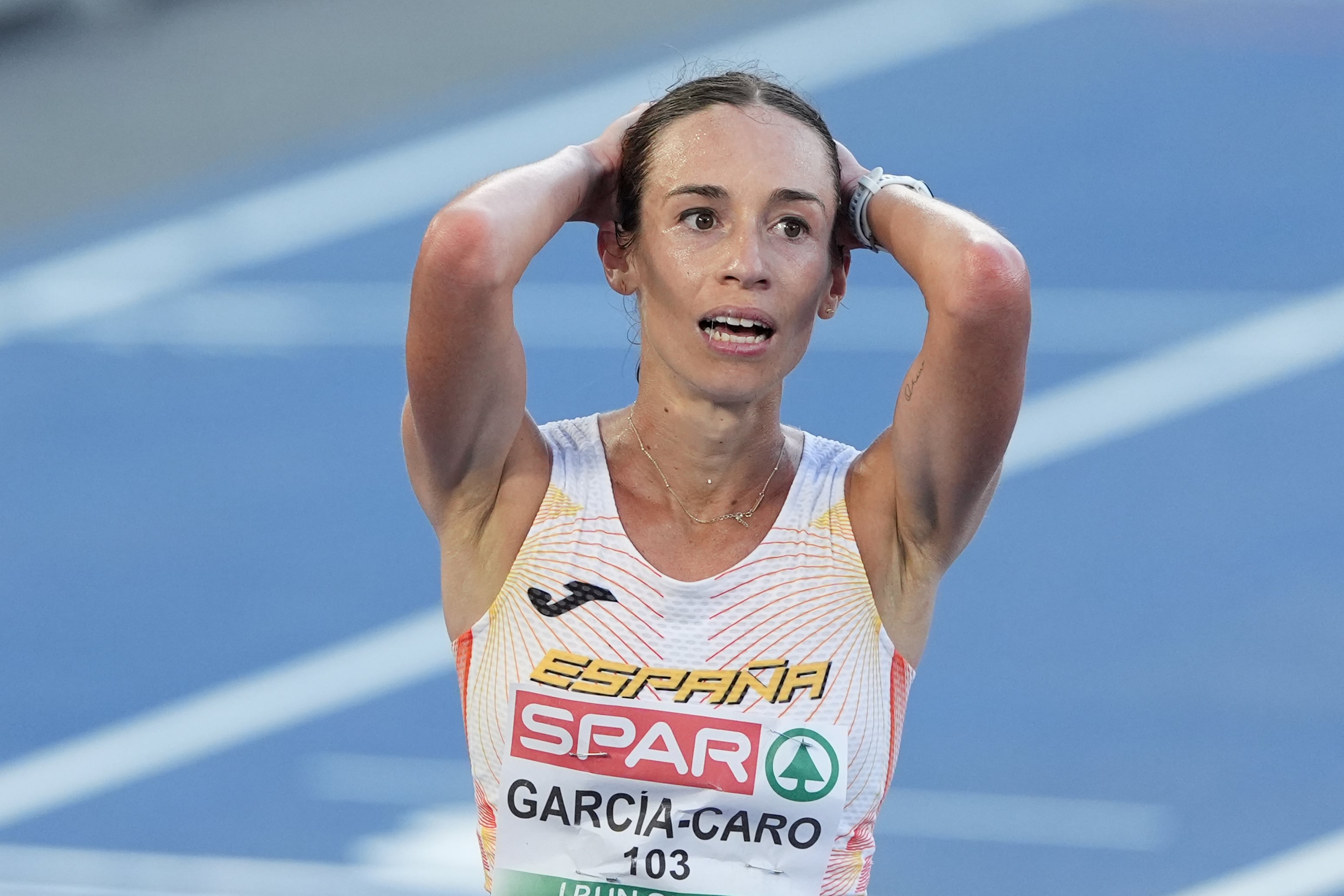 Laura García-Caro tras perder el bronce en los 20 kilómetros marcha del campeonato europeo de atletismo