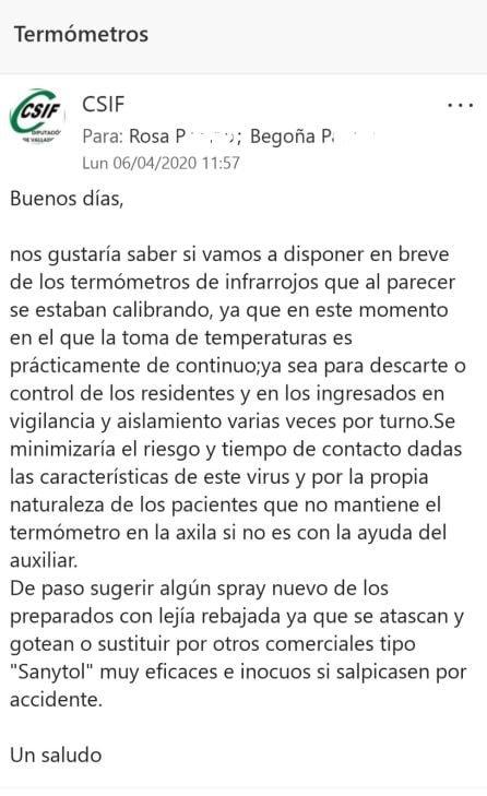 Correo de CSIF del 6 de abril